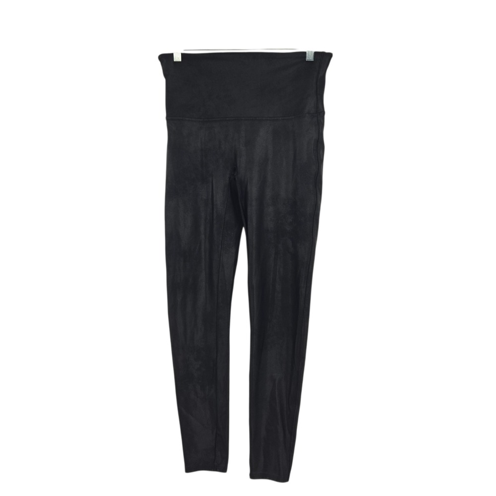 Spanx Faux Leather Leggings Women XL Black High Waisted Slimming Compression